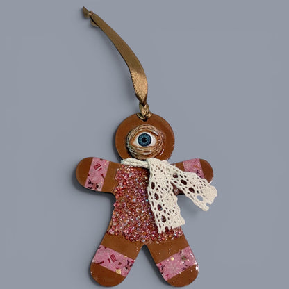 Hand-Painted One-Eyed Gingerbread Man Ornament