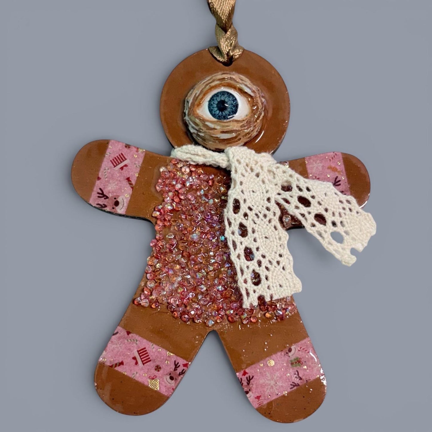 Hand-Painted One-Eyed Gingerbread Man Ornament