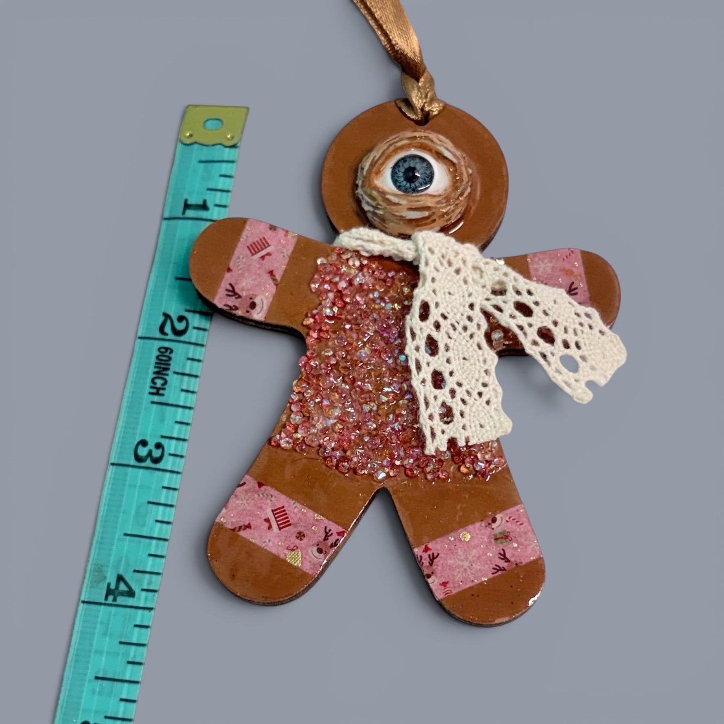 Hand-Painted One-Eyed Gingerbread Man Ornament