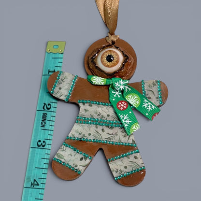 Hand-Painted One-Eyed Gingerbread Man Ornament