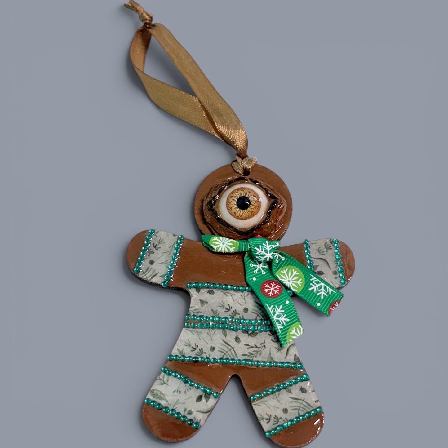 Hand-Painted One-Eyed Gingerbread Man Ornament