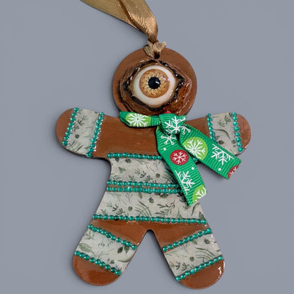 Hand-Painted One-Eyed Gingerbread Man Ornament