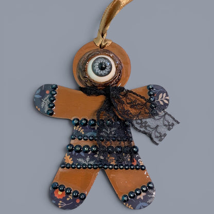 Hand-Painted One-Eyed Gingerbread Man Ornament