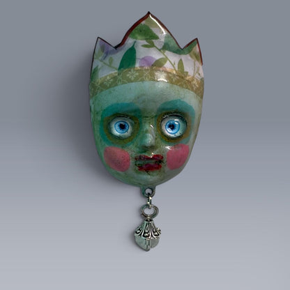 Handpainted Monster Fridge Magnet: Crowned Creepling Fae Goblin