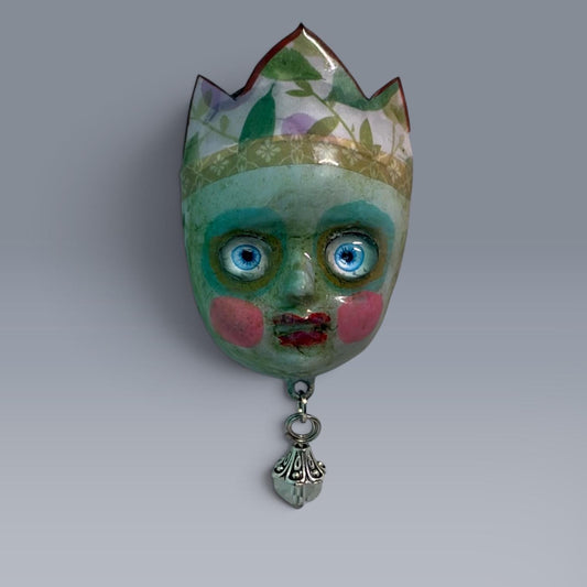 Handpainted Monster Fridge Magnet: Crowned Creepling Fae Goblin