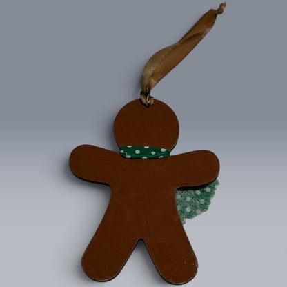 Hand-Painted One-Eyed Gingerbread Man Ornament  Whimsical Folk Art Christmas Decoration