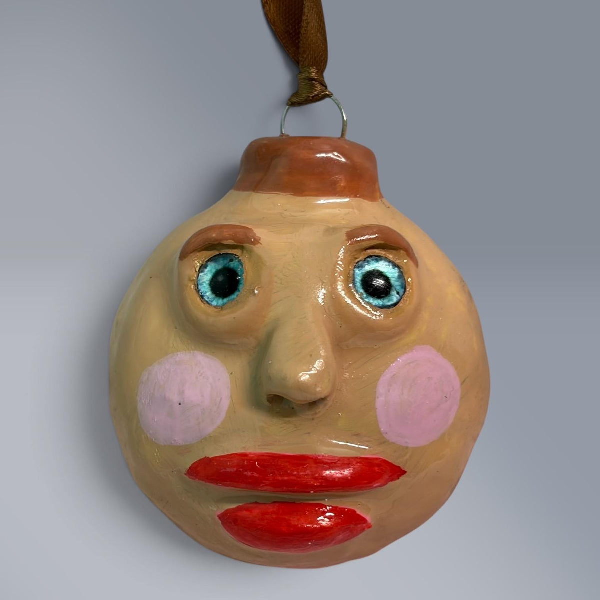 Whimsical Quirky Face Ornament Handmade Clay
