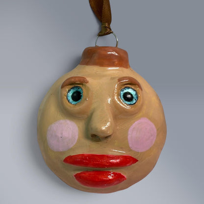 Whimsical Quirky Face Ornament Handmade Clay