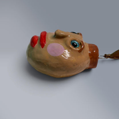 Whimsical Quirky Face Ornament Handmade Clay