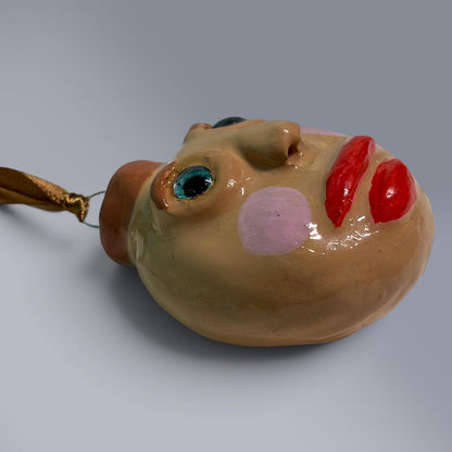 Whimsical Quirky Face Ornament Handmade Clay