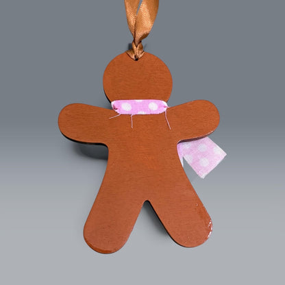 Hand-Painted One-Eyed Gingerbread Man Ornament  Whimsical Folk Art Christmas Decoration