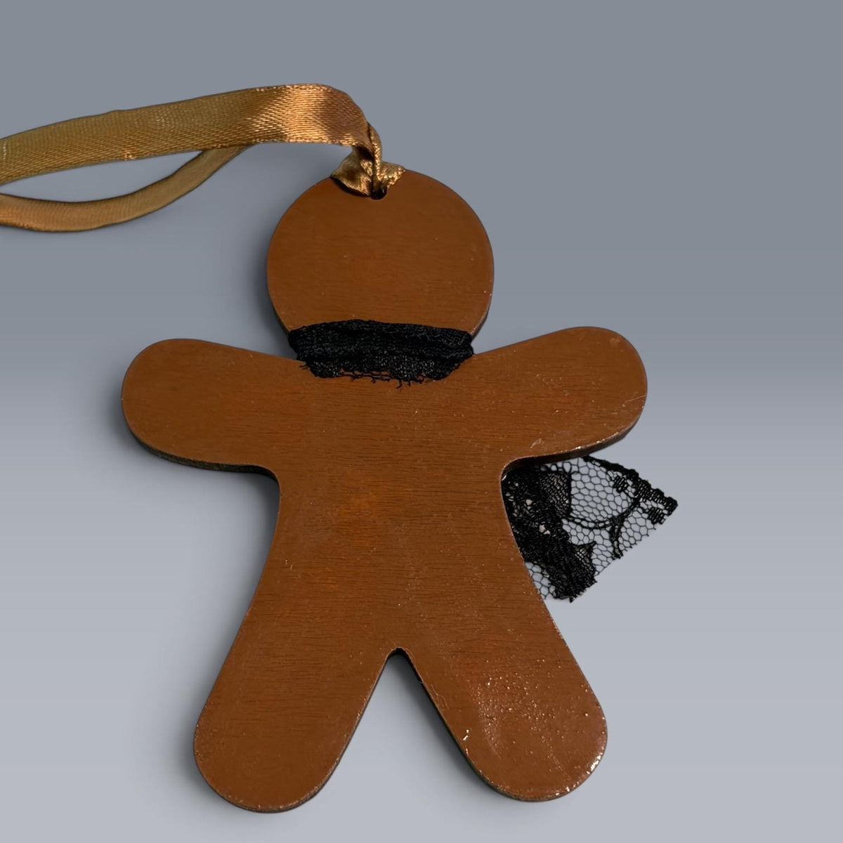 Hand-Painted One-Eyed Gingerbread Man Ornament  Whimsical Folk Art Christmas Decoration