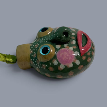 Whimsical Quirky Funny Face Artisan Ornament Handmade Clay
