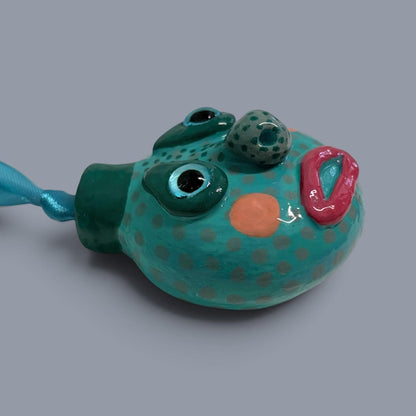 Whimsical Quirky Funny Face Artisan Ornament Handmade Clay