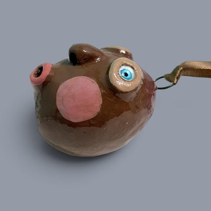 Quirky Rotten Eggie, Handmade Face Egg Ornament – Funny Clay Hanging Decoration, Easter, Mardi Gras