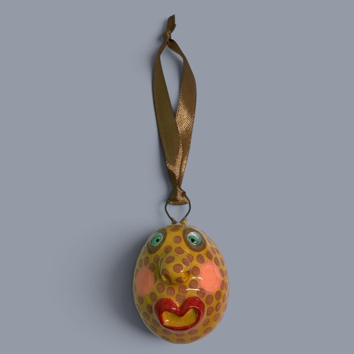 Quirky Rotten Eggie, Handmade Face Egg Ornament – Funny Clay Hanging Decoration, Easter, Mardi Gras