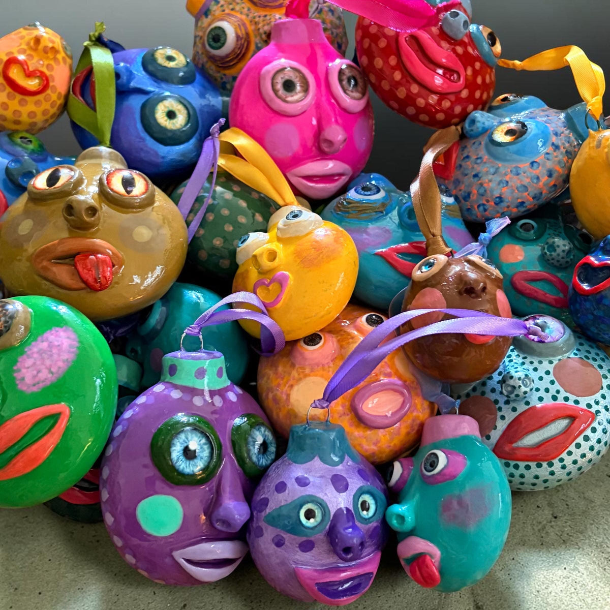 Whimsical Quirky Face Ornament Handmade Clay