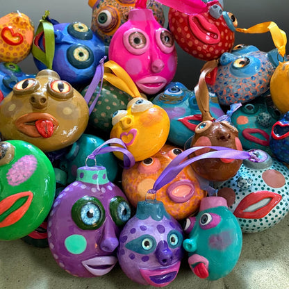 Whimsical Quirky Face Ornament Handmade Clay