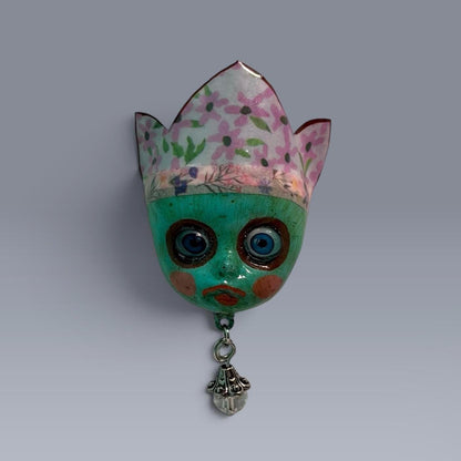 Handpainted Monster Fridge Magnet: Crowned Creepling Fae Goblin
