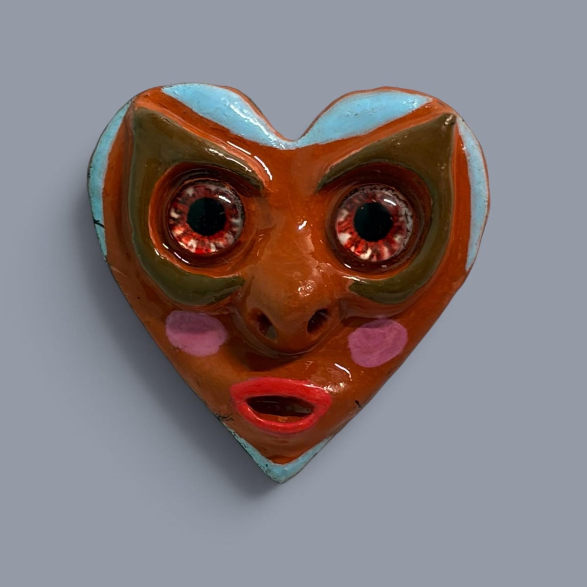 Handmade Creepling Two-Eyed Heart Magnet: Quirky Sculpture, Hand Painted, 2" Collectible