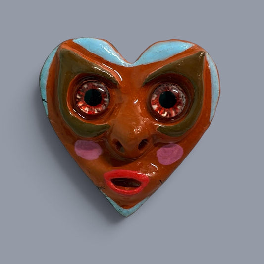 Handmade Creepling Two-Eyed Heart Magnet: Quirky Sculpture, Hand Painted, 2" Collectible