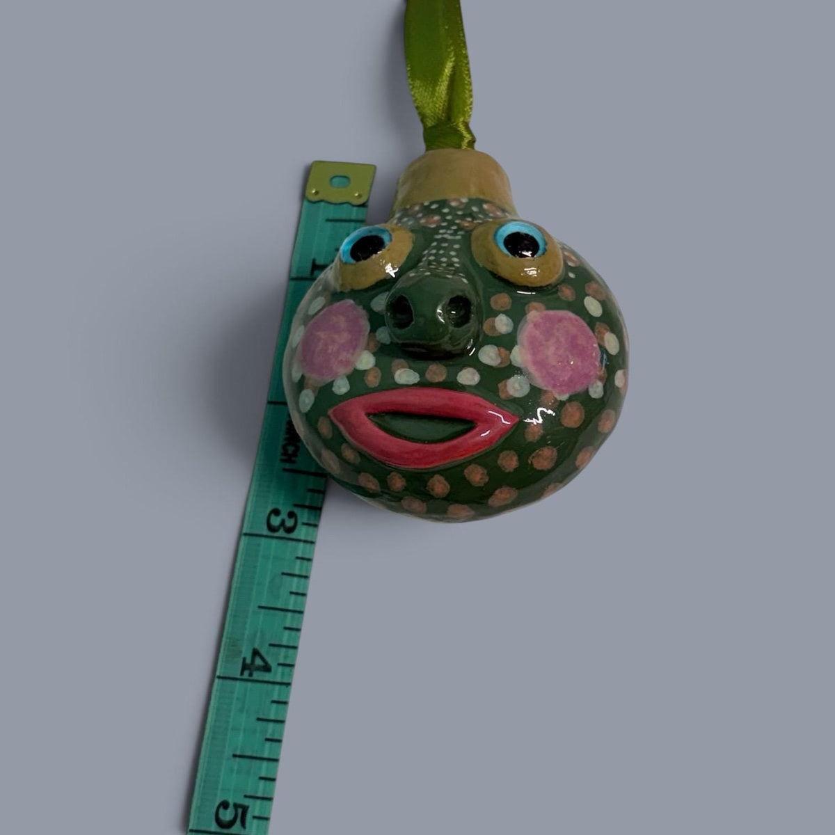Whimsical Quirky Funny Face Artisan Ornament Handmade Clay