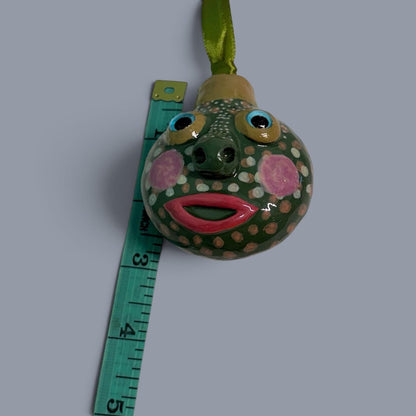 Whimsical Quirky Funny Face Artisan Ornament Handmade Clay