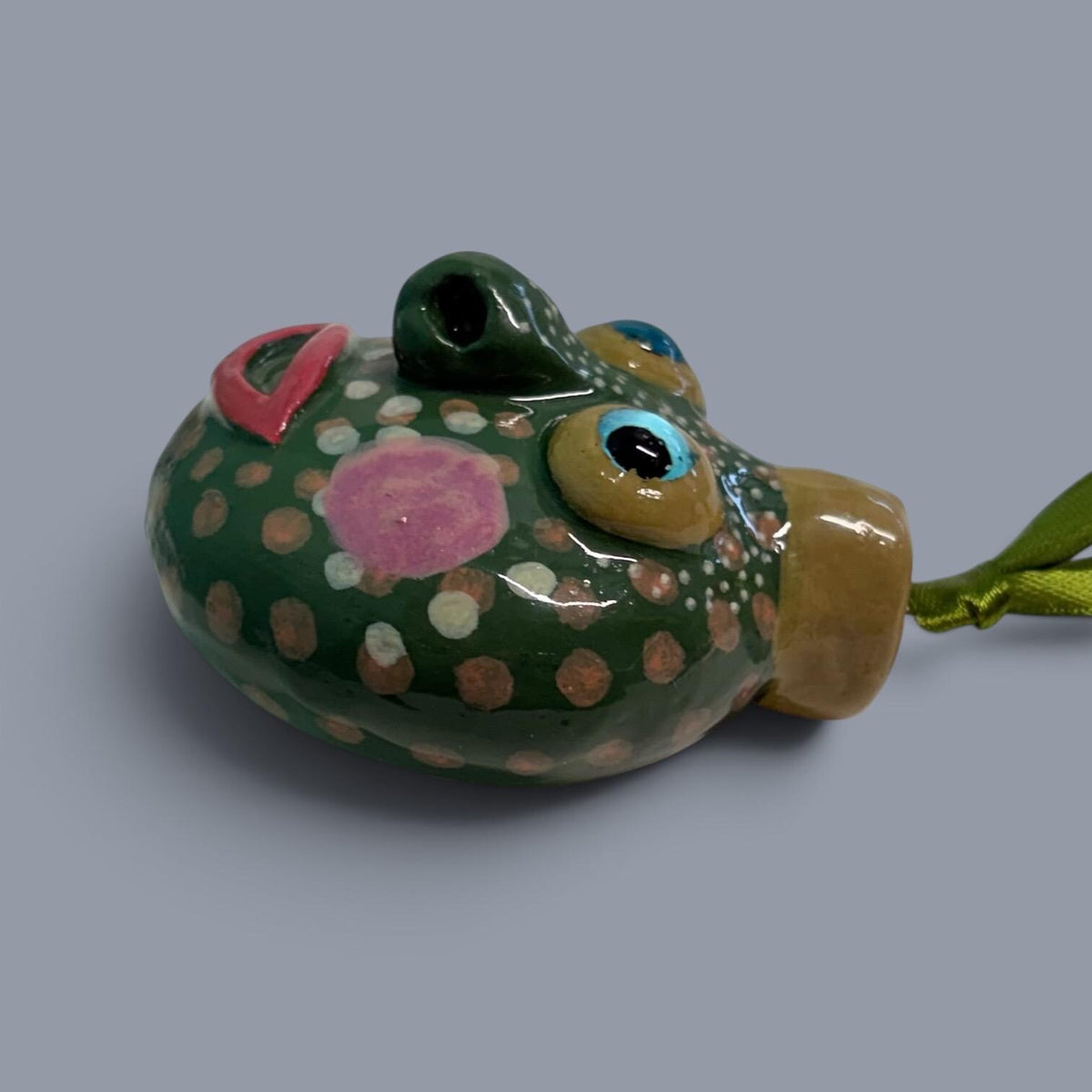 Whimsical Quirky Funny Face Artisan Ornament Handmade Clay