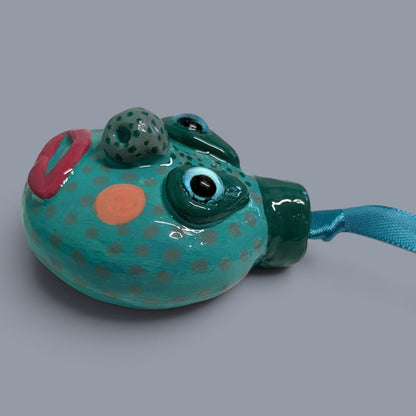 Whimsical Quirky Funny Face Artisan Ornament Handmade Clay