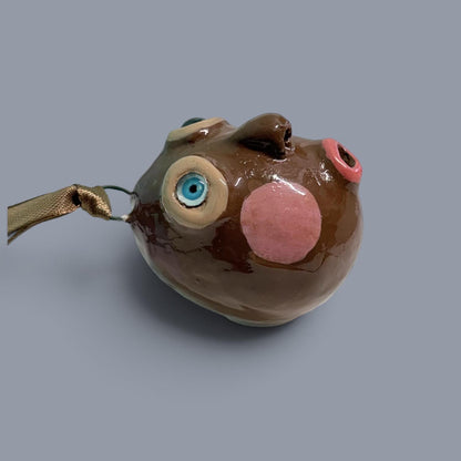 Quirky Rotten Eggie, Handmade Face Egg Ornament – Funny Clay Hanging Decoration, Easter, Mardi Gras