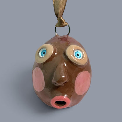 Quirky Rotten Eggie, Handmade Face Egg Ornament – Funny Clay Hanging Decoration, Easter, Mardi Gras