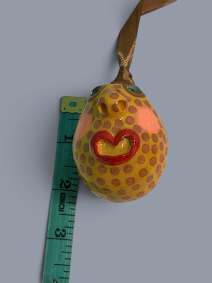 Quirky Rotten Eggie, Handmade Face Egg Ornament – Funny Clay Hanging Decoration, Easter, Mardi Gras