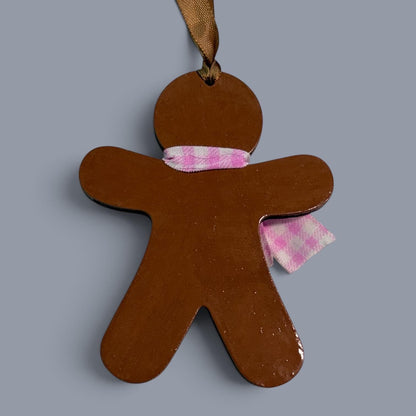 Hand-Painted One-Eyed Gingerbread Man Ornament  Whimsical Folk Art Christmas Decoration