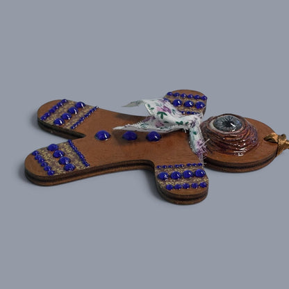 Hand-Painted One-Eyed Gingerbread Man Ornament  Whimsical Folk Art Christmas Decoration