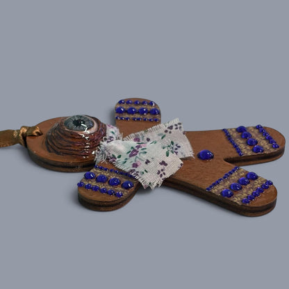 Hand-Painted One-Eyed Gingerbread Man Ornament  Whimsical Folk Art Christmas Decoration