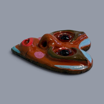 Handmade Creepling Two-Eyed Heart Magnet: Quirky Sculpture, Hand Painted, 2" Collectible